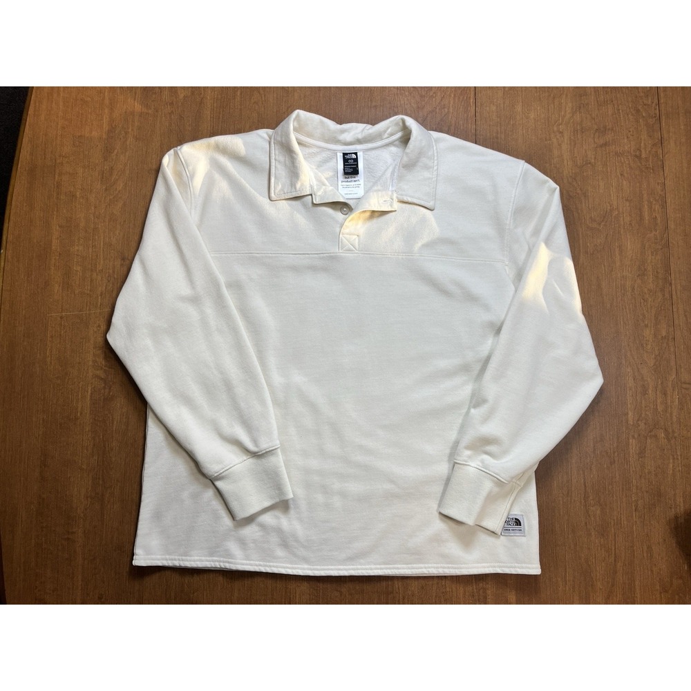 The North Face Collared Pullover Women's LG Cream w/ Buttons &‎ Yoke Circular